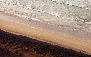 Preview wallpaper beach, people, aerial view, silhouettes, coast