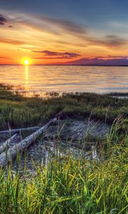 Preview wallpaper beach, river, sunset, canada