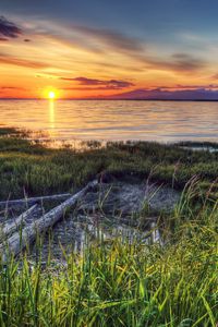 Preview wallpaper beach, river, sunset, canada