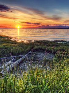 Preview wallpaper beach, river, sunset, canada