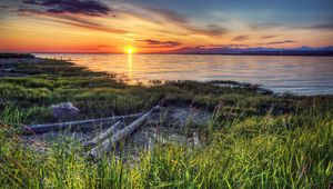 Preview wallpaper beach, river, sunset, canada