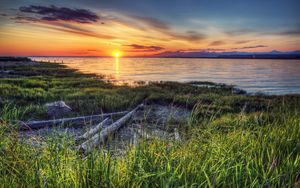 Preview wallpaper beach, river, sunset, canada