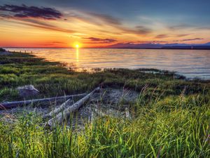 Preview wallpaper beach, river, sunset, canada