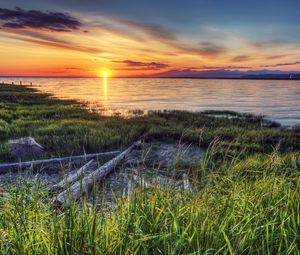 Preview wallpaper beach, river, sunset, canada