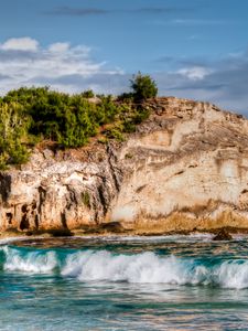 Preview wallpaper beach, rock, sea, surf