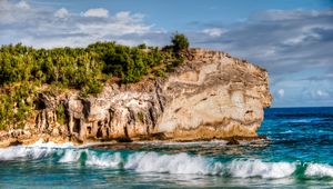 Preview wallpaper beach, rock, sea, surf