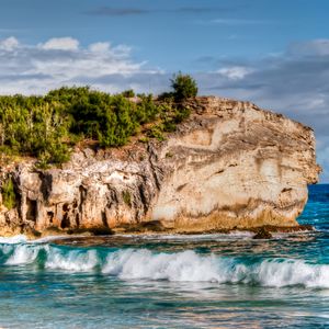 Preview wallpaper beach, rock, sea, surf