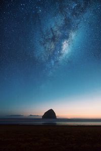 Preview wallpaper beach, rock, starry sky