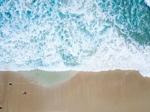 Preview wallpaper beach, sand, aerial view, water, foam