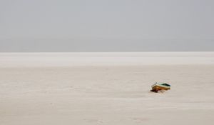 Preview wallpaper beach, sand, boat, coast, horizon