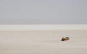 Preview wallpaper beach, sand, boat, coast, horizon