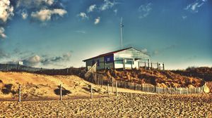 Preview wallpaper beach, sand, building