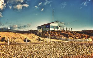 Preview wallpaper beach, sand, building