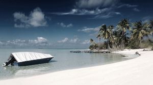 Preview wallpaper beach, sand, palm trees