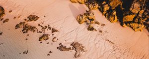 Preview wallpaper beach, sand, rocks, aerial view