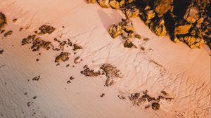 Preview wallpaper beach, sand, rocks, aerial view