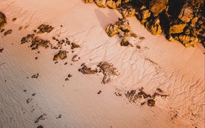 Preview wallpaper beach, sand, rocks, aerial view
