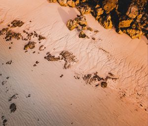 Preview wallpaper beach, sand, rocks, aerial view