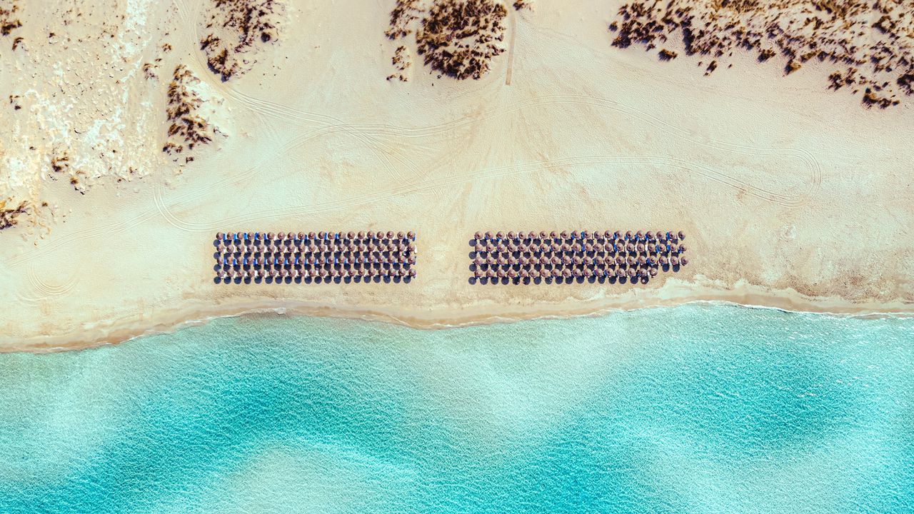 Wallpaper beach, sand, sea, aerial view, coast