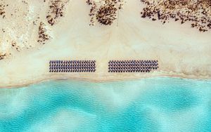 Preview wallpaper beach, sand, sea, aerial view, coast