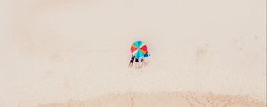 Preview wallpaper beach, sand, sea, umbrella, aerial view