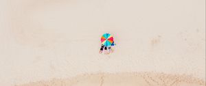 Preview wallpaper beach, sand, sea, umbrella, aerial view