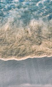 Preview wallpaper beach, sand, sea, water, waves, aerial view