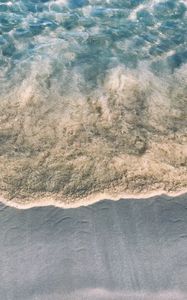 Preview wallpaper beach, sand, sea, water, waves, aerial view