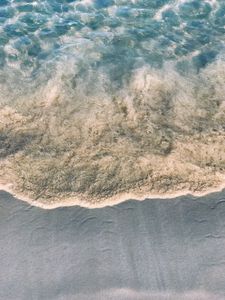 Preview wallpaper beach, sand, sea, water, waves, aerial view