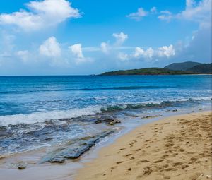 Preview wallpaper beach, sand, sea, waves, summer, landscape