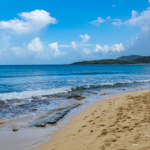 Preview wallpaper beach, sand, sea, waves, summer, landscape