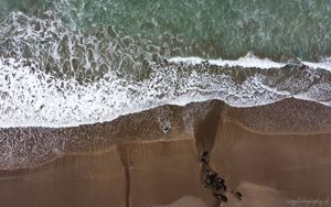 Preview wallpaper beach, sand, sea, aerial view