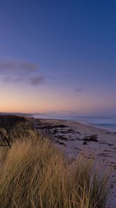 Preview wallpaper beach, sand, sea, coast, dusk