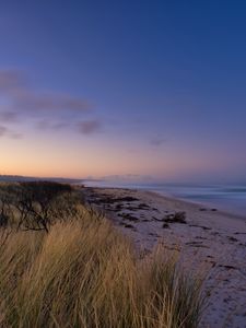 Preview wallpaper beach, sand, sea, coast, dusk