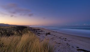 Preview wallpaper beach, sand, sea, coast, dusk