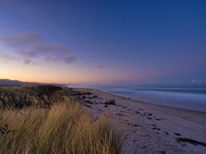 Preview wallpaper beach, sand, sea, coast, dusk