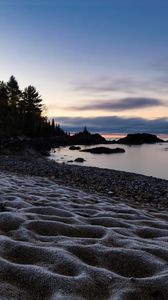 Preview wallpaper beach, sand, sea, twilight, landscape