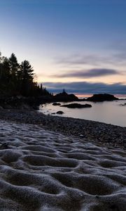 Preview wallpaper beach, sand, sea, twilight, landscape