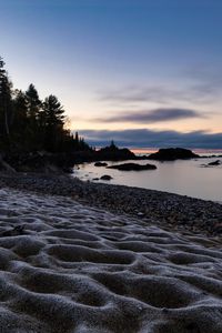 Preview wallpaper beach, sand, sea, twilight, landscape