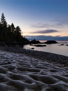 Preview wallpaper beach, sand, sea, twilight, landscape