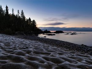 Preview wallpaper beach, sand, sea, twilight, landscape