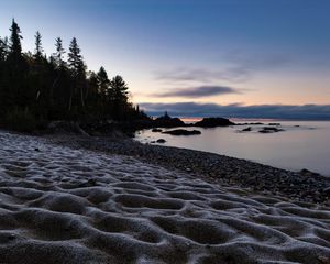 Preview wallpaper beach, sand, sea, twilight, landscape