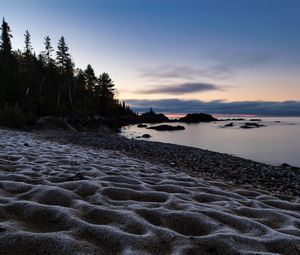 Preview wallpaper beach, sand, sea, twilight, landscape