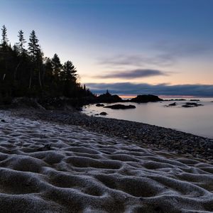 Preview wallpaper beach, sand, sea, twilight, landscape