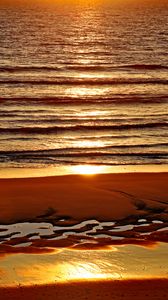 Preview wallpaper beach, sand, sea, sunset, nature