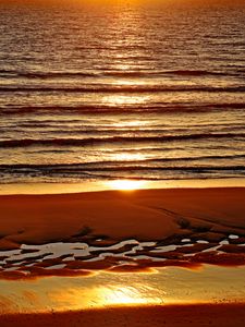 Preview wallpaper beach, sand, sea, sunset, nature