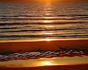 Preview wallpaper beach, sand, sea, sunset, nature