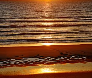 Preview wallpaper beach, sand, sea, sunset, nature