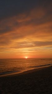 Preview wallpaper beach, sand, sea, sunset, dark