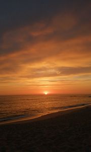 Preview wallpaper beach, sand, sea, sunset, dark